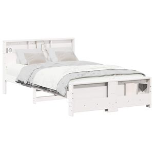 vidaXL Bed Frame with Headboard White 135 x 190 cm Engineered Wood