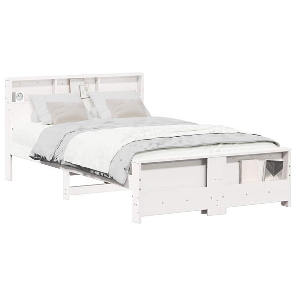vidaXL Bed Frame with Headboard White 135 x 190 cm Engineered Wood