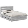 vidaXL Bed Frame with Drawer Grey Sonoma 140 x 200 cm Engineer Wood