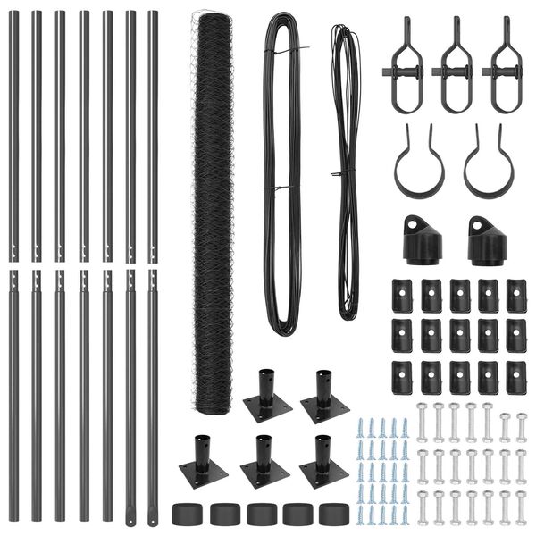 vidaXL Fence Post Grey 10 x 1.5 m (36 mm mesh) Steel and PVC