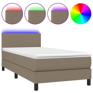 vidaXL Box Spring Bed with Mattress&LED Taupe 80x200cm Fabric