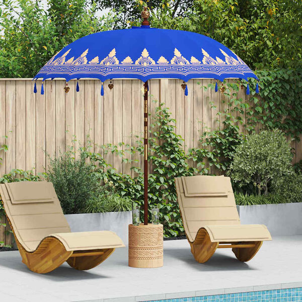 vidaXL Balinese Parasol Blue 215 x 215 x 260 cm Cotton and Wood