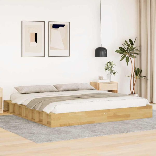 vidaXL Bed Frame without Mattress 200x200 cm Solid Wood Oak