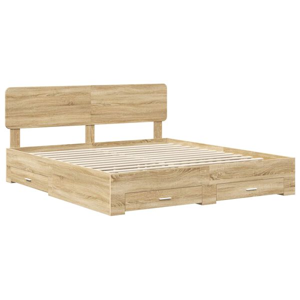 vidaXL Bed Frame with Drawer Sonoma Oak 180 x 200 cm Engineered Wood