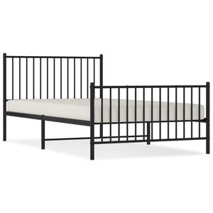 vidaXL Metal Bed Frame without Mattress with Footboard Black 107x203cm