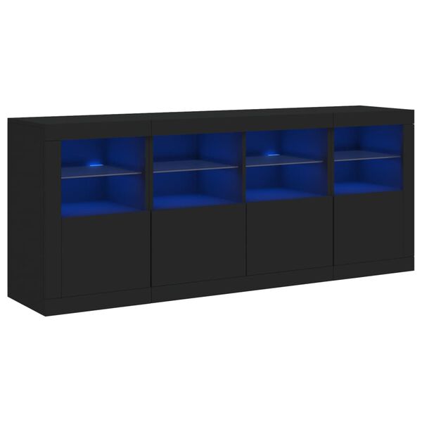 vidaXL Sideboard with LED Lights Black 163x37x67 cm