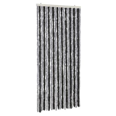 vidaXL Fly Curtain Grey and Black 90x200 cm Chenille