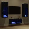vidaXL TV Wall Cabinets Wall-mounted 4 pcs Black Oak Engineered Wood