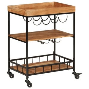 vidaXL Bar Cart 60x40x80 cm Solid Wood Acacia and Iron