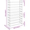 vidaXL Shoe Rack with 10 Shelves Metal and Non-woven Fabric Black