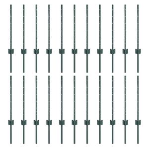 vidaXL Embedded Fence Post 22 pcs Green 100 cm Powder-Coated Steel