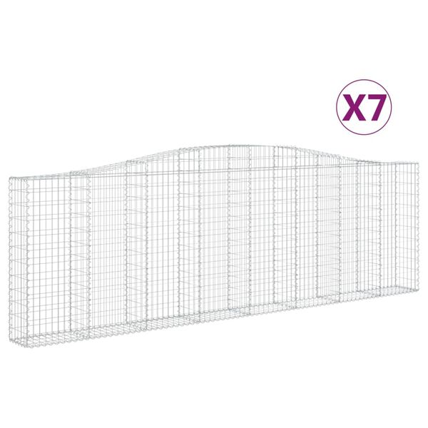 vidaXL Arched Gabion Baskets 7 pcs 400x30x120/140 cm Galvanised Iron