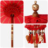 vidaXL Parasol with Base Red 95 x 95 x 260 cm Cotton and Wood