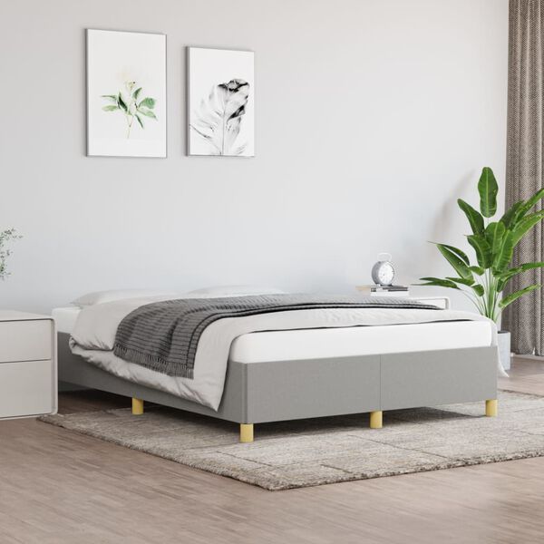 vidaXL Bed Frame without Mattress Light Grey 135x190 cm Double Double Fabric