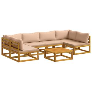 vidaXL Sofa Set 7 pcs Natural Solid Acacia Wood