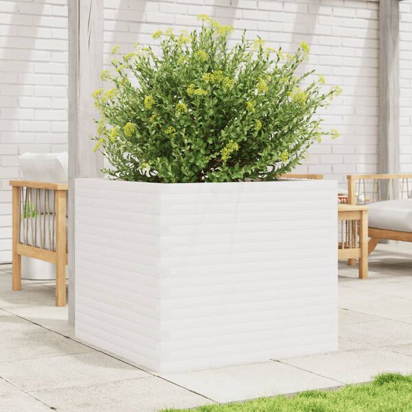 vidaXL Garden Planter White 80x80x68.5 cm Solid Wood Pine