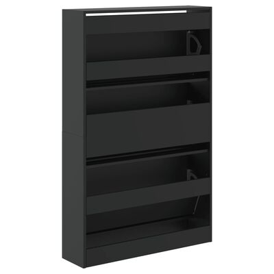 vidaXL Shoe Cabinet Black 80x21x125.5 cm Engineered Wood