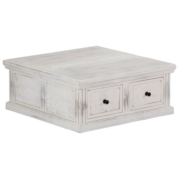 vidaXL Coffee Table White 70x70x30 cm Solid Mango Wood