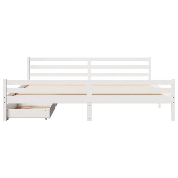 vidaXL Bed Frame without Mattress White 180x200 cm Super King Solid Wood Pine