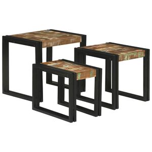 vidaXL Nesting Table 3 pcs Brown and Black 50 x 40 x 45 cm