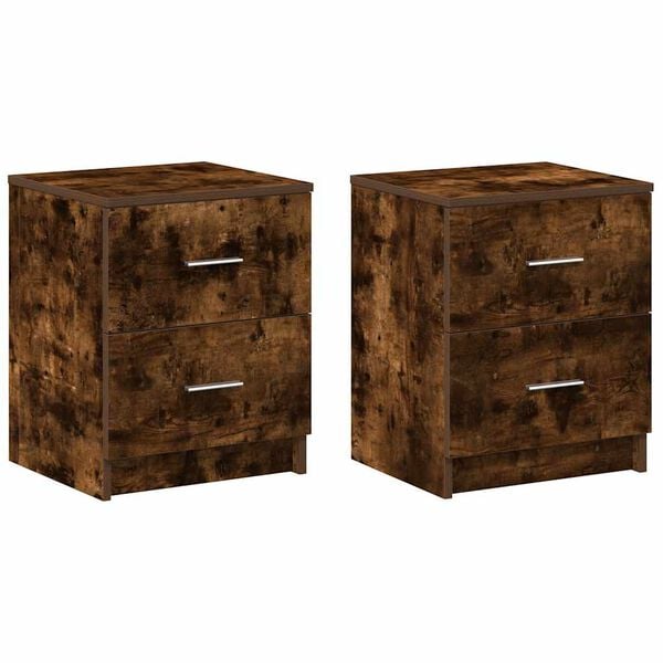 vidaXL Bedside Cabinets 2 pcs with 2 Drawers Smoked Oak 40x36x50 cm