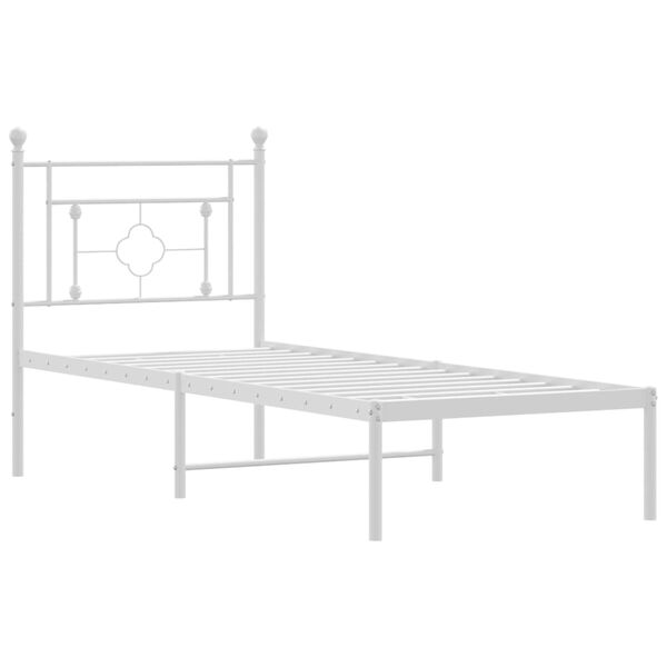 vidaXL Metal Bed Frame without Mattress with Headboard White 80x200cm