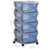 vidaXL Rollable Drawer Cabinet 36x40x80 cm Grey and Blue