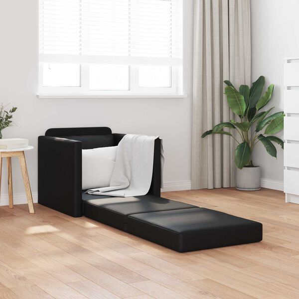 vidaXL Folding Sofa Bed Black 74 x 77 x 81 cm PVC