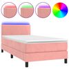 vidaXL Box Spring Bed with Mattress&LED Pink 100x200cm Velvet