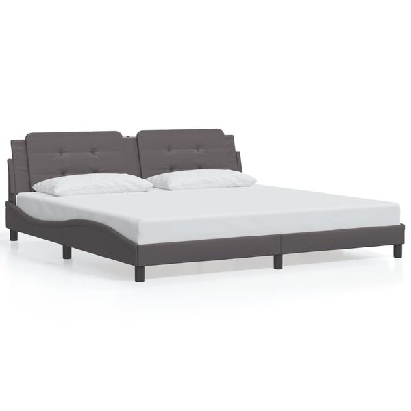 vidaXL Bed Frame without Mattress "Zadar" Grey 200x200 cm Faux Leather