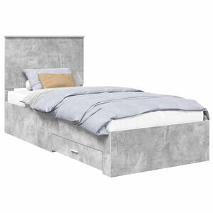 vidaXL Bed Frame with Drawer Concrete Grey 90 x 200 cm Engineered Wood