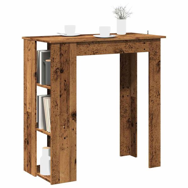 vidaXL Bar Table with Shelf Old Wood 102x50x103.5 cm Engineered Wood