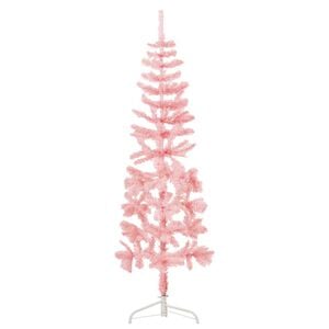 vidaXL Slim Fake Half Christmas Tree | Pink | PVC | Slim | Decorative Inlays