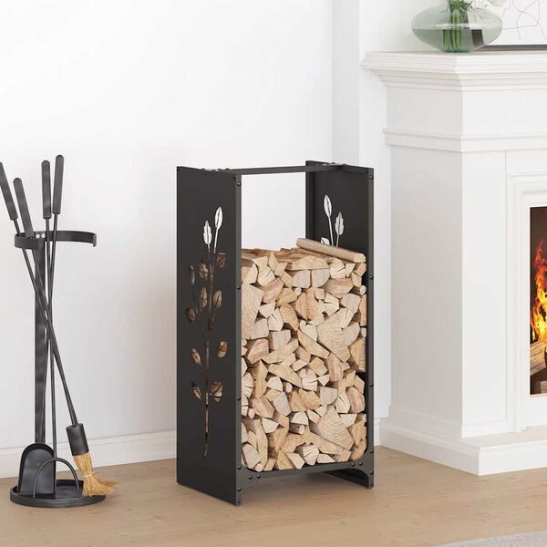 vidaXL Firewood Rack Black 40x30x80 cm Cold-rolled steel
