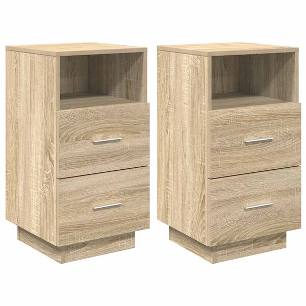 vidaXL Bedside Cabinets 2 pcs with 2 Drawers Sonoma Oak 36x36x68 cm