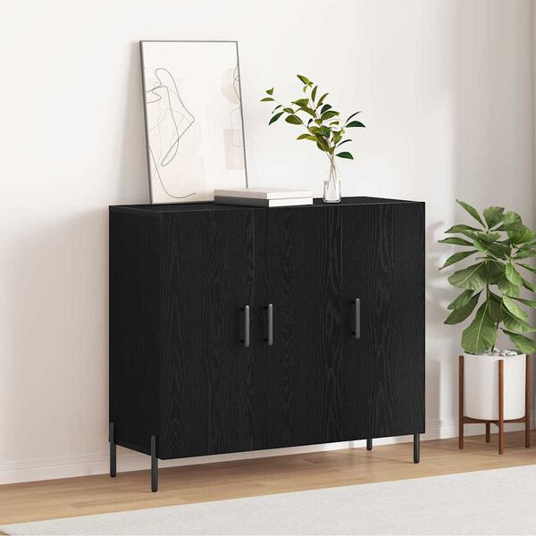 vidaXL Sideboard Black Oak 90 x 34 x 80 cm Engineered Wood