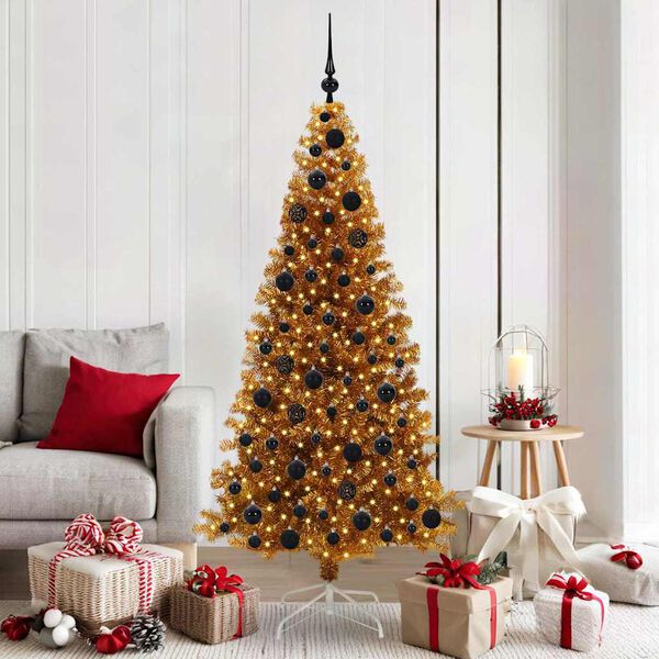 vidaXL Christmas Tree with 300 LEDs with Stand Gold 180 cm PET