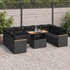 vidaXL 10 Piece Garden Sofa Set with Cushions Black Poly Rattan Acacia
