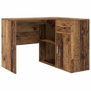 vidaXL Corner Desk with Drawer Old Wood 102 x 88 x 75 cm