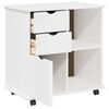 vidaXL Rolling Cabinet White 63.5 x 39 x 65.5 cm Solid Pine Wood