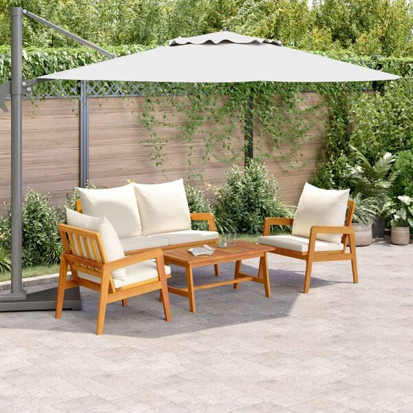 vidaXL Bistro Set with Cushion 4 pcs Brown and Cream Solid Acacia Wood