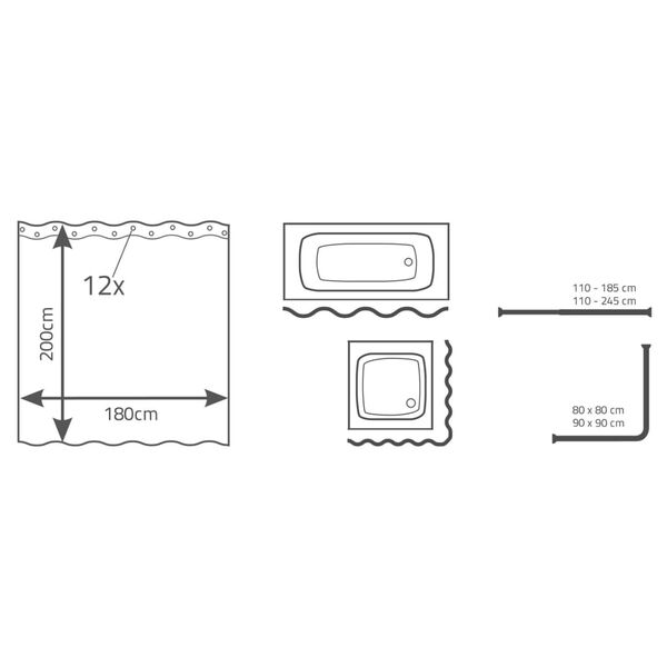 RIDDER Shower Curtain Smile 180x200 cm