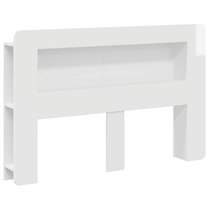 vidaXL Headboard Cabinet with Storage High Gloss White Engineered Wood