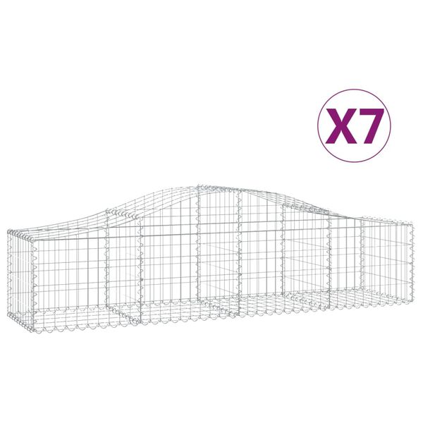 vidaXL Arched Gabion Baskets 7 pcs 200x50x40/60 cm Galvanised Iron