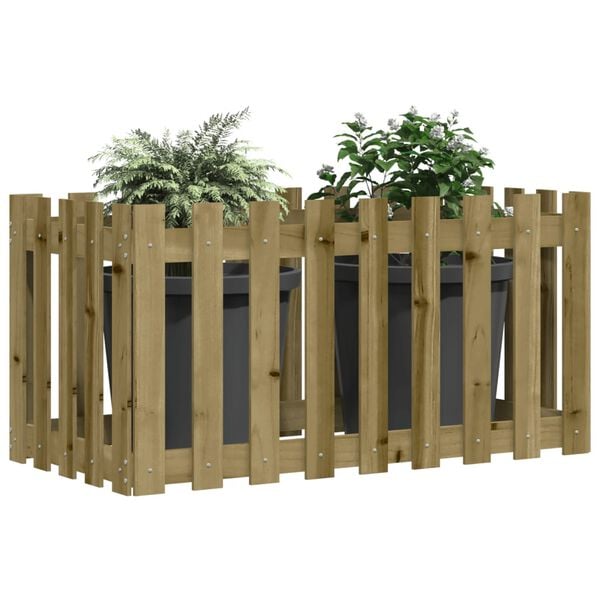 vidaXL Garden Raised Bed with Fence Design 100x50x70 cm Impregnated Wood Pine
