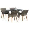vidaXL Garden Dining Set with Cushion 5 pcs Grey Poly Rattan