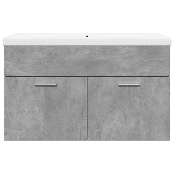 vidaXL Bathroom Sink Cabinet with Built-in Basin Concrete Grey
