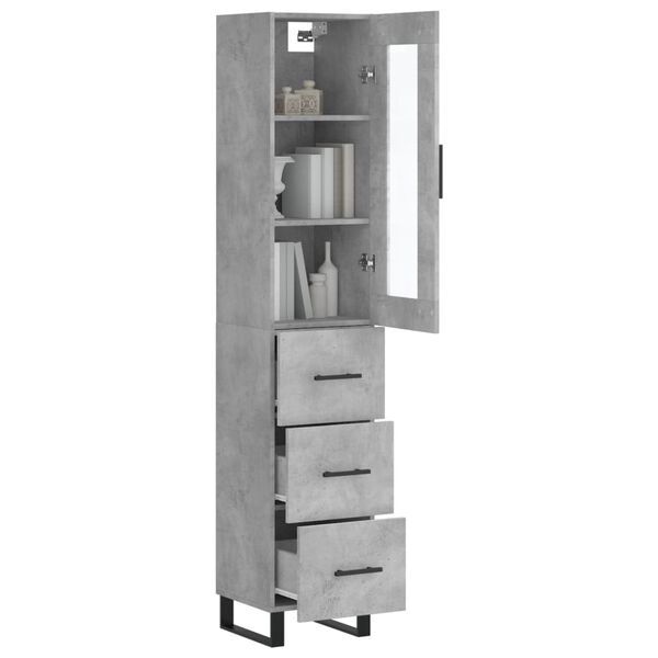 vidaXL Highboard Concrete Grey 34.5x34x180 cm Engineered Wood
