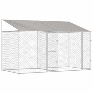 vidaXL Dog Cage with Roof Silver 400 x 200 x 256 cm Steel and PE