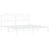 vidaXL Metal Bed Frame without Mattress with Headboard White 200x200cm